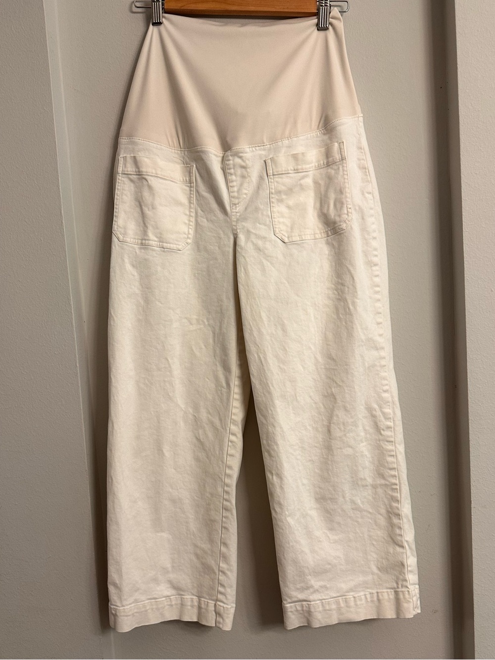 Over Belly High-Rise Wide Leg Isabel Maternity cream size small